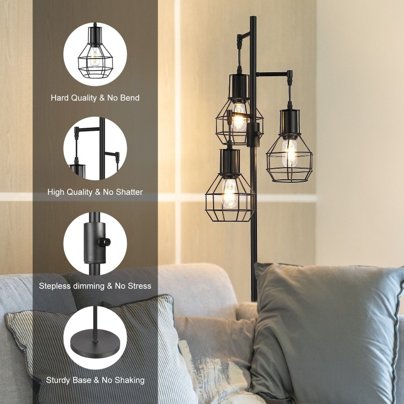 EDISHINE Dimmable Tree Floor Lamp Industrial Standing Lamp for Living Room