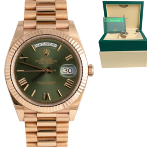 Rolex Day-Date 40mm OLIVE Green President 18k Rose Gold 228235 UNPOLISHED w/ BOX SKU: 600613